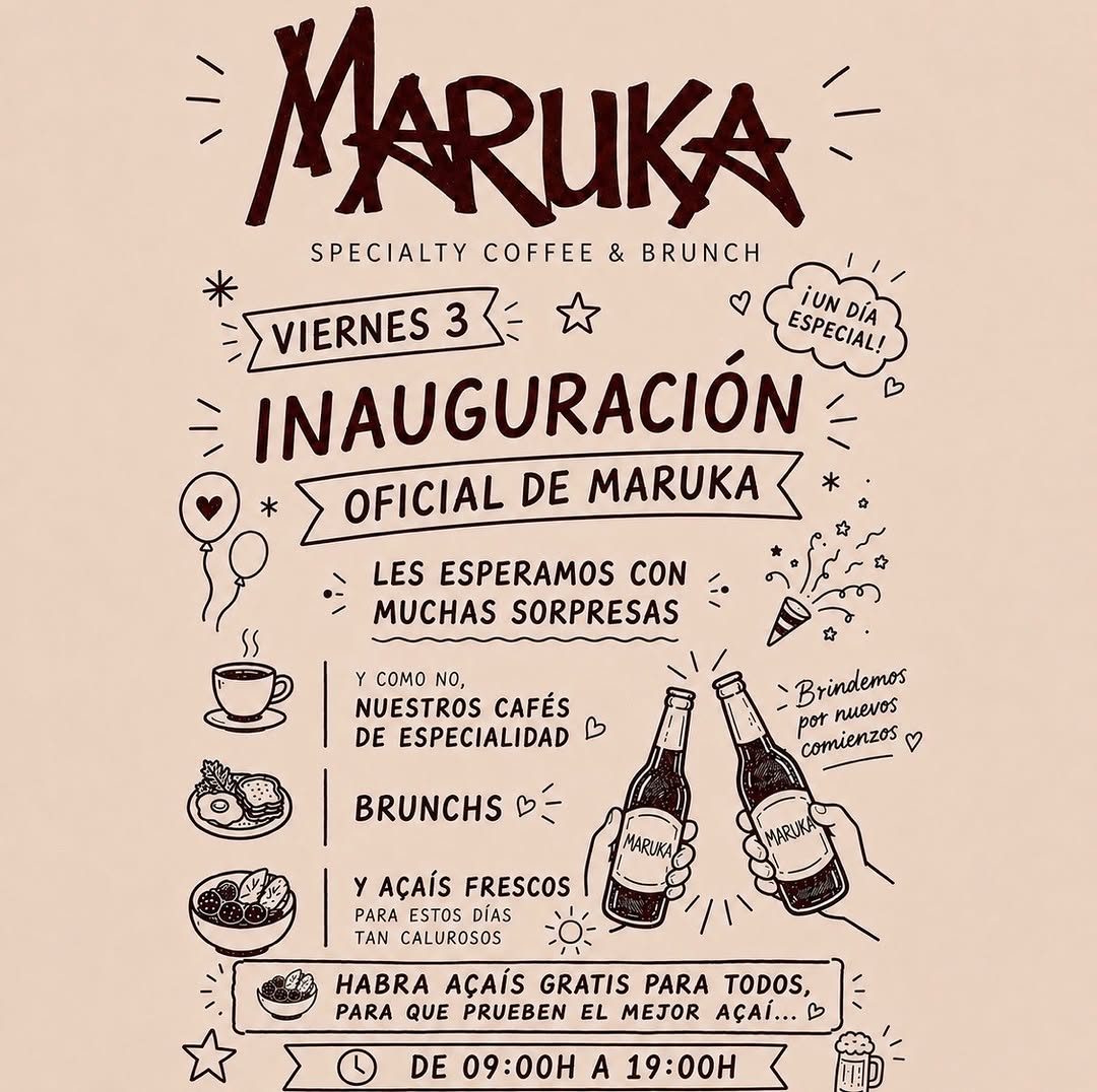 Cartel de la inauguración oficial de Maruka